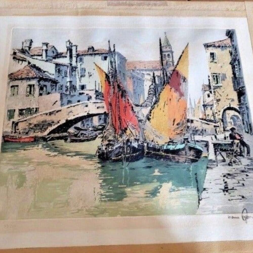 Hans Figura - Canal in Venice Etching - Numbered 63/200